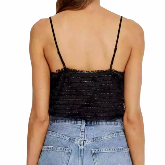 ASTR The Label Black Bodysuit Eyelash Fringe S - Picture 3 of 13